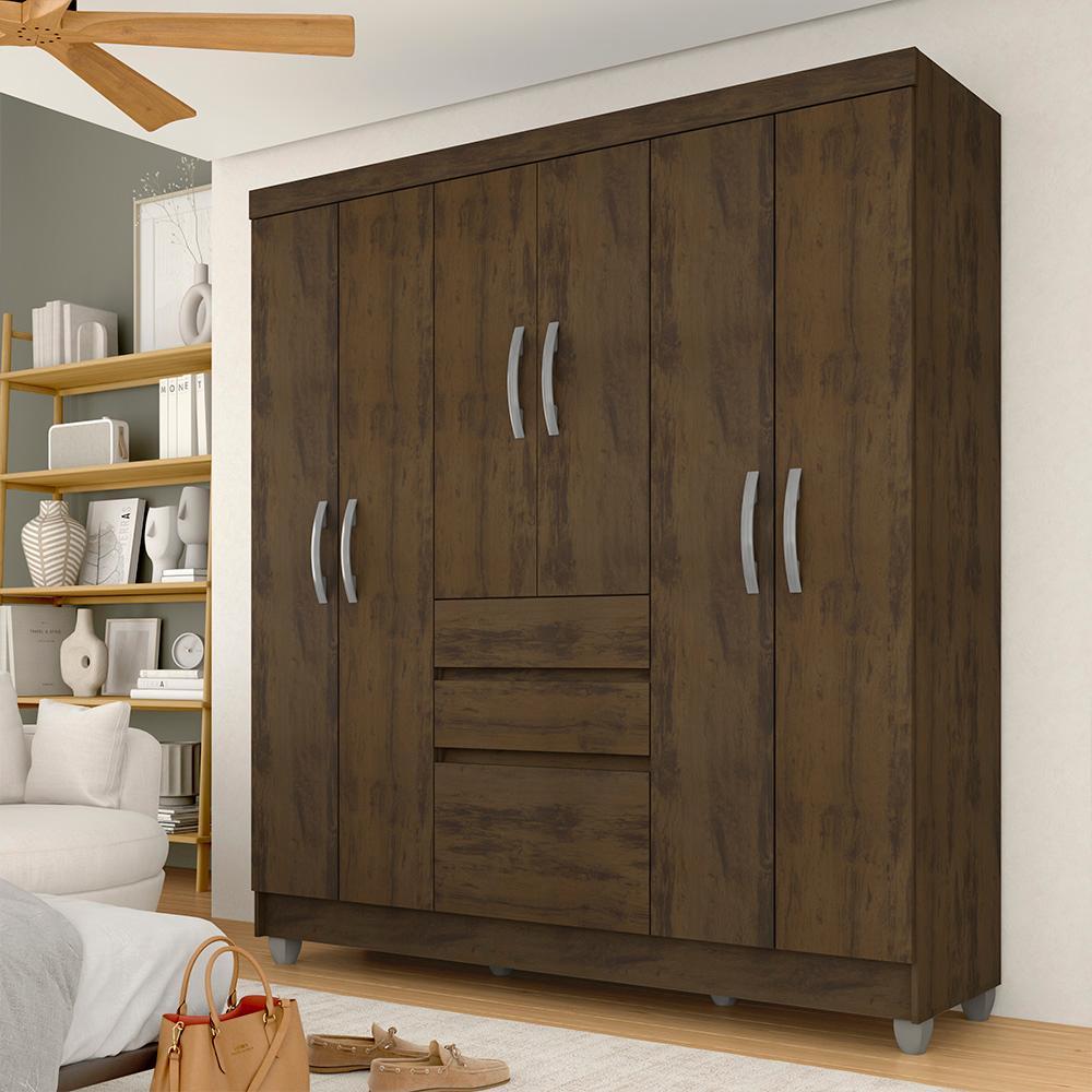 Guarda Roupa Casal Lia 6 Portas Capuccino - Moveis Arapongas