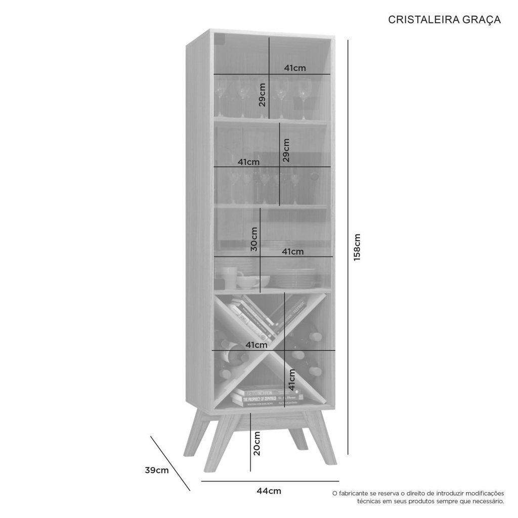 Detalhes do Cristaleira 1 Porta Graça Candian  Off-White/Cinamomo