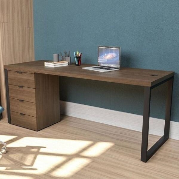 Escrivaninha Mesa Escritório Diretor com Gaveteiro 190cm Frame Office Carvalho/Munique em Oferta na Shopee