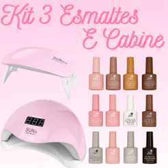 Kit 3 Esmaltes ou 3 Esmaltes + Cabine Sun 5 ou Sun Mini Esmalte Gel Seca UV Iniciante Profissional