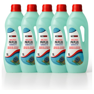 Kit 5x1L Elevador de pH Togmax Barrilha Leve Corrige Acidez da Água da Piscina em Oferta na Shopee
