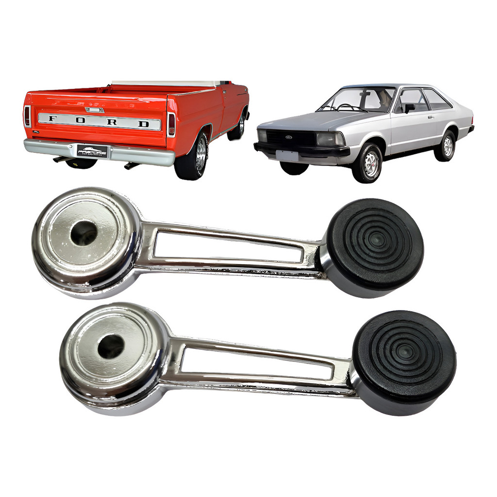 Manivela Vidro Ford F100 Maverick Del Rey Corcel Cromado Par