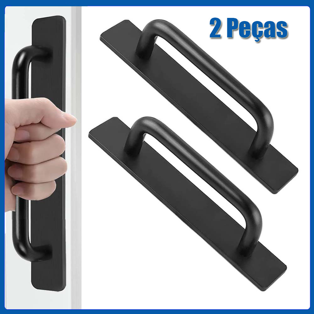 2 peças Preto Puxador De Porta Em Liga De Alumínio Para Varanda Vidro E Janela De Armário Cozinha Ferragens Móveis