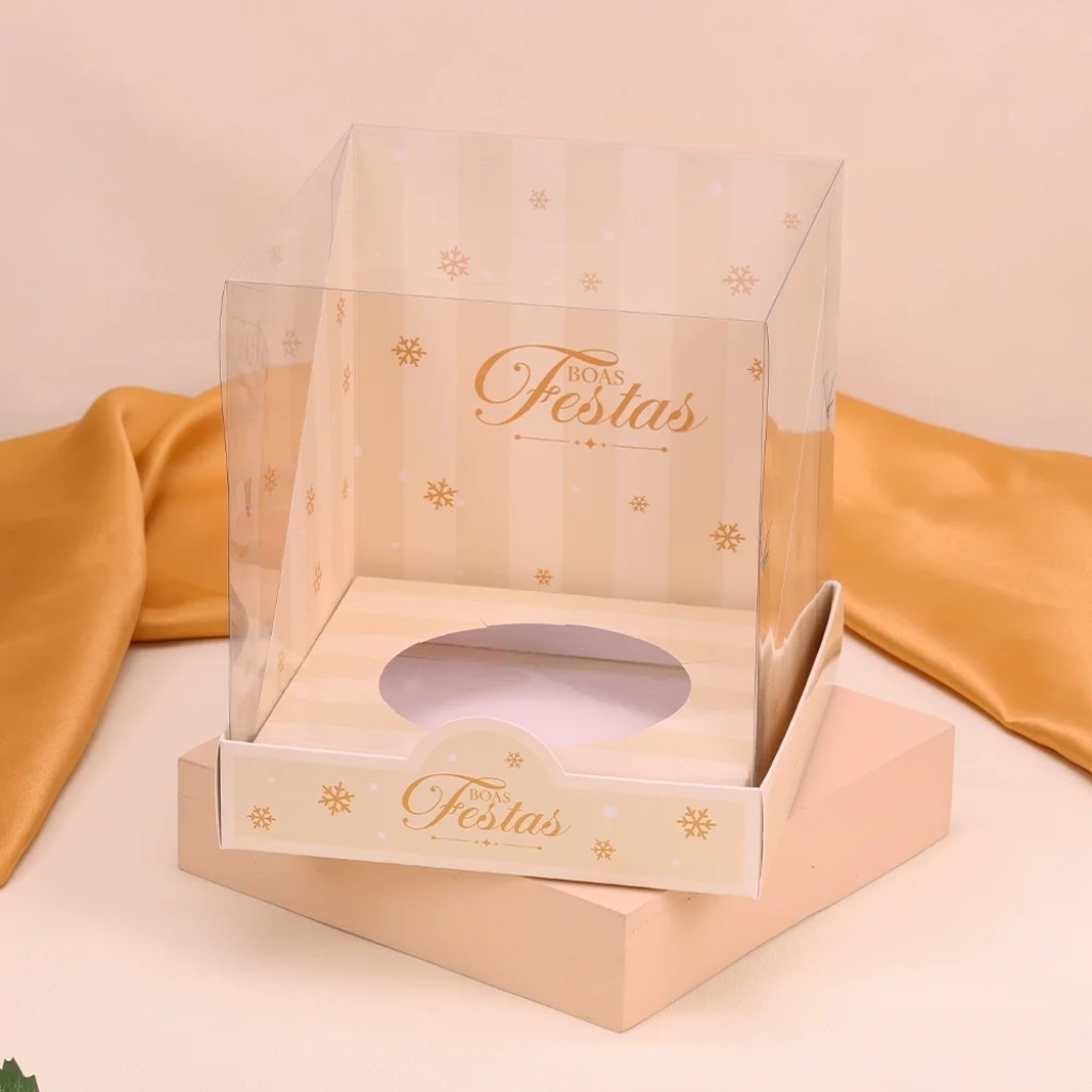 10 CAIXA PARA PANETONE 500G COM TAMPA DE ACETATO CLÁSSICA 5102( JANGO NATAL 2025 )