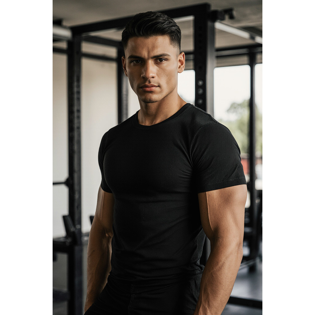 Camiseta Masculina Canelada Slim Estilo Americano Rapper Academia Treino gringa ribana dryfit preta