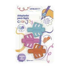 Adaptador de Lápis com Encaixe de Dedo Color Joy Blister C/ 3 Peças Leo&Leo Leonora - 10182