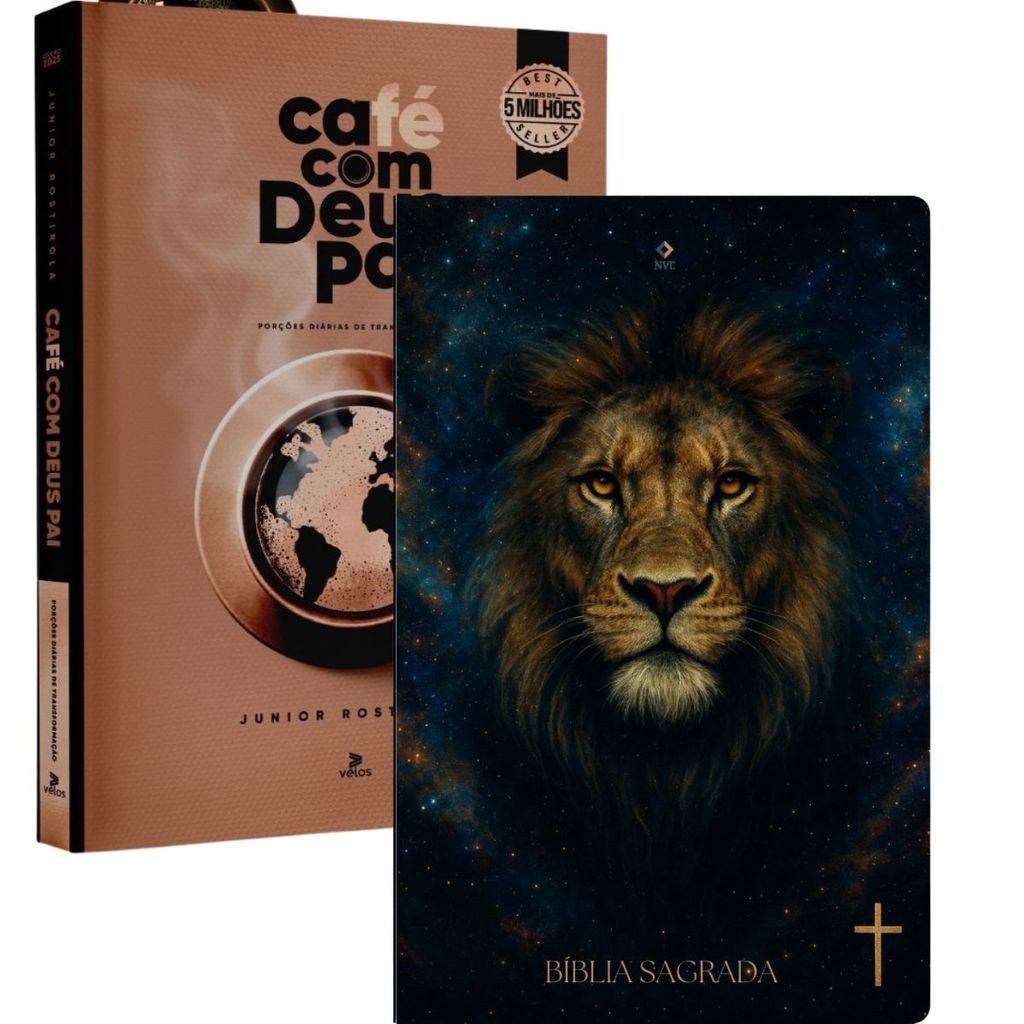 Café com Deus Pai | Porções Diárias de Transformação + Bíblia Sagrada | NVI | Leão Estrelas