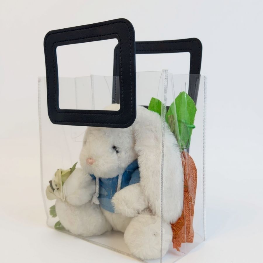 Sacola Transparente PVC com Alça Retangular Couro Azul Escuro - 16,4x14,2x7,3cm - 10 unidades - 10 unidades - Cromus - R