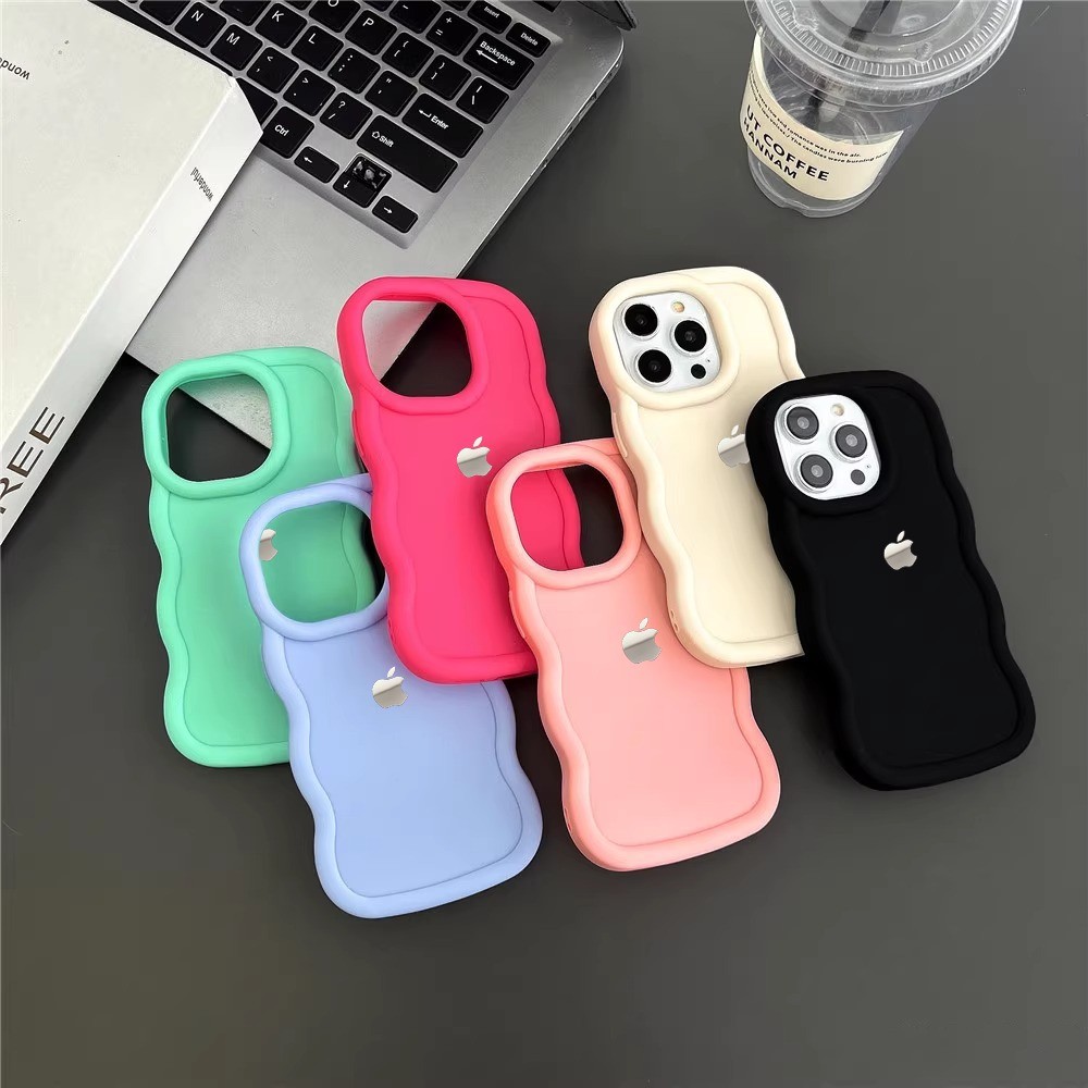 Capa Para iPhone Xr 13 11 16 16E 17 15 14 12 Pro Max 17Air Xs 7 8 Plus Apple Etiqueta Macarons Forma Ondulada Macia Chen