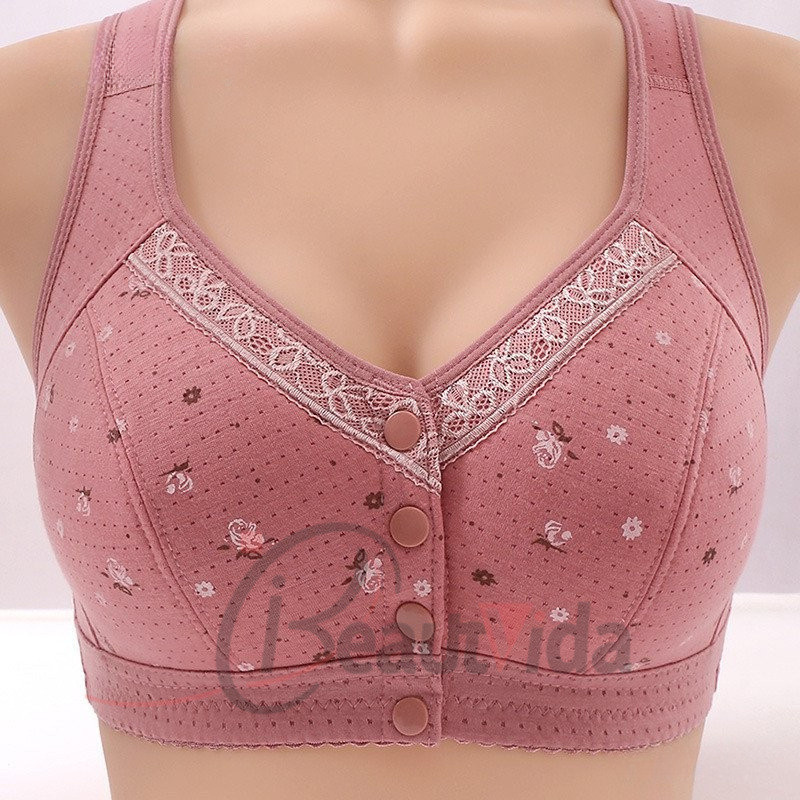 Sutiã Feminino Plus Size em Algodão, Sem Aro e Sem Bojo, Fivela Frontal, Respirável com Renda – Roupa Íntima Confortável em Oferta na Shopee