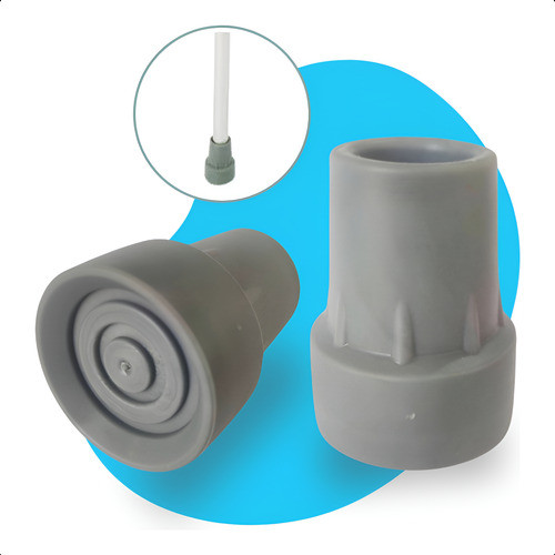 Ponteira De Reposição 19mm Preta Para Muleta E Bengala Cinza