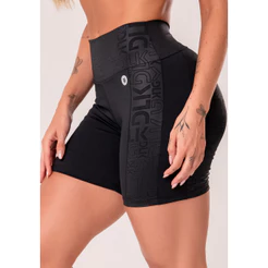 BERMUDA FITNESS FEMININA COM RECORTES LOGOMANIA REFLECTIONS DLK