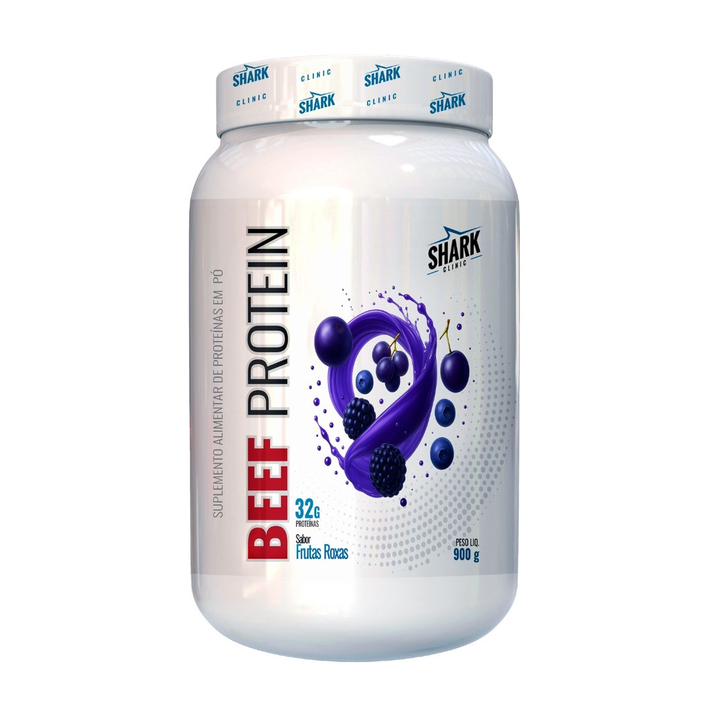 Whey Beef Protein Pote 900g Shark Pro Frutas Roxas