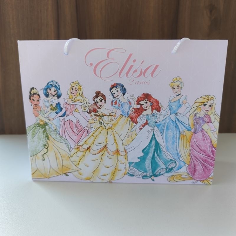 10 sacolinha Personalizada Princesas da Disney - Pegue e Monte Lembrancinha Princesas da Disney aquarela