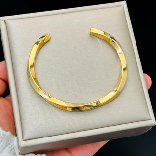 Pulseira Ht Mobius de aço titânio torcido, design aberto simples, pulseira de aço inoxidável que não desbota, adequada p