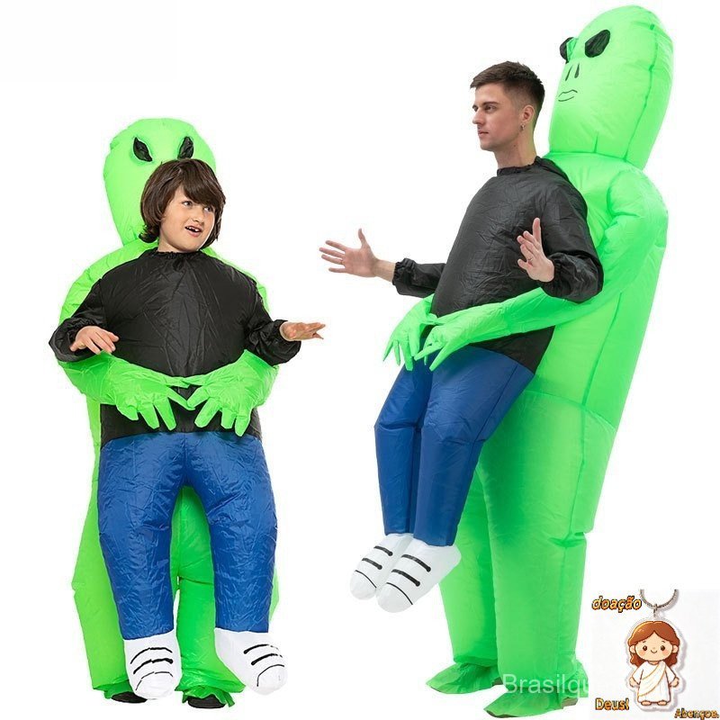 Fantasia inflável de alienígena para adultos e crianças, traje de festa divertido, fantasia de anime, promoção de fantas
