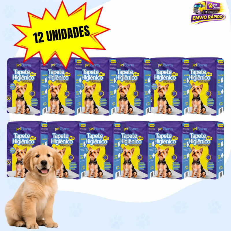 Kit 12 Pacotes Tapete Higiênico Para Cães com 500 Unidades 60x50cm Grande