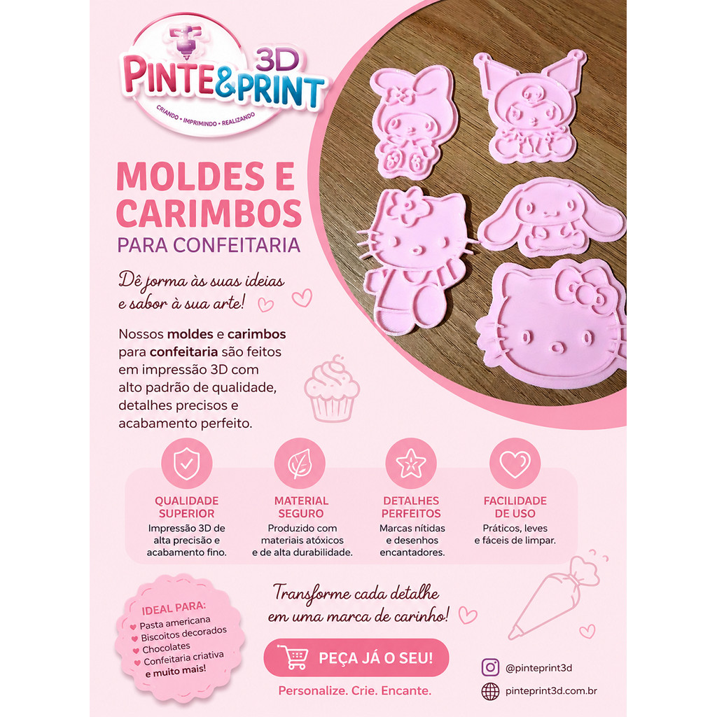 Kit 5 Cortadores e Marcadores para Biscoitos | 10 Peças | Moldes para Pasta Americana, Biscuit e Massinhas