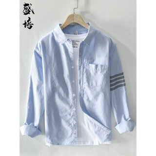 Primavera outono camisa de algodão Design masculino nicho Casual solto juventude de manga comprida Oxford camisa giratór