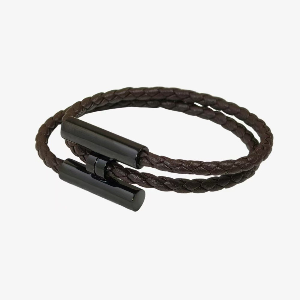 Pulseira de casal, pulseira feminina elegante de couro trançado, pulseira masculina simples e versátil, VI9R.