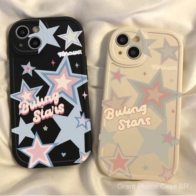 Capa Criativa com Estrelas em Estilo Cartoon para Samsung A73 A71 A55 A54 A53 A52 A52S A51 A50 A35 A33 A32 A31 A24 A23 A
