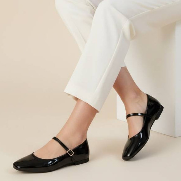 Sapatilha Feminina Mary Jane Confortável Luxo Elegante Sapato Feminino Boneca  Bico Quadrado Amêndoa