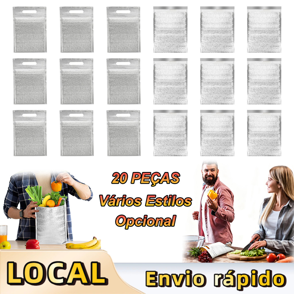 Saco Térmico para Delivery 20 Unid, para Comidas, Bebidas, Congelados e Uso Portátil