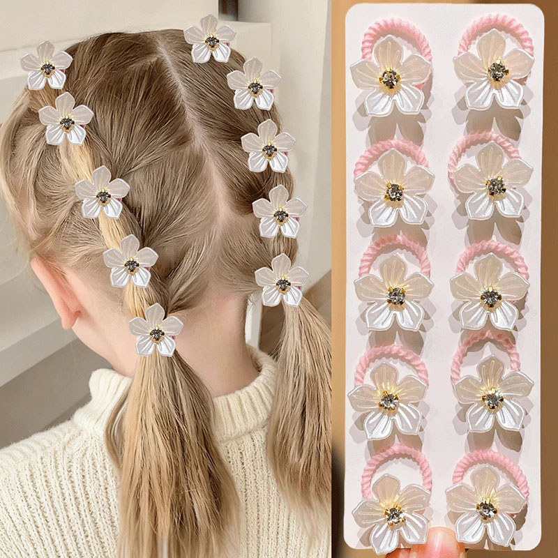 10 PCS Lindas Flores Coloridas Meninas Elásticas Faixas De Cabelo Laços Crianças Acessórios Para — imagem 2 de 2
