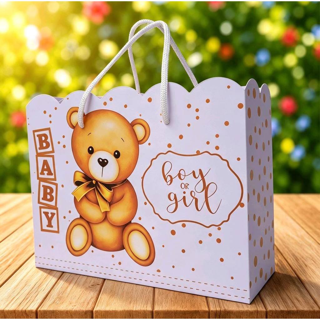 Sacolinha ( M ) CHÁ REVELAÇÃO / URSINHO/ CHÁ DE BEBÊ Personalizada ( PEGUE E MONTE ) Para Festa De Aniversario Infantil