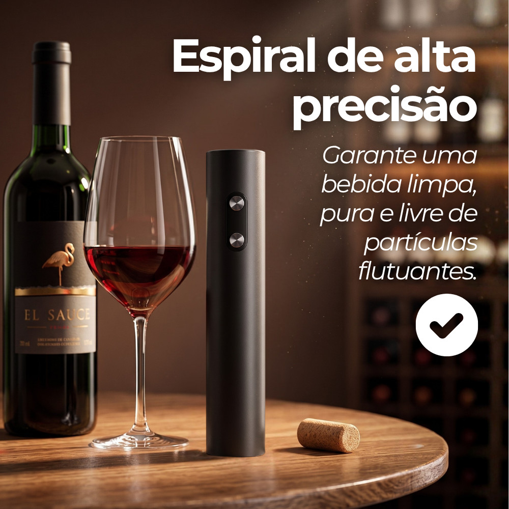 Kit de Abridor De Vinho Elétrico Saca Rolha Automático A Pilha com Aerador e Tampa a Vacuo Presente Sofisticado Casa