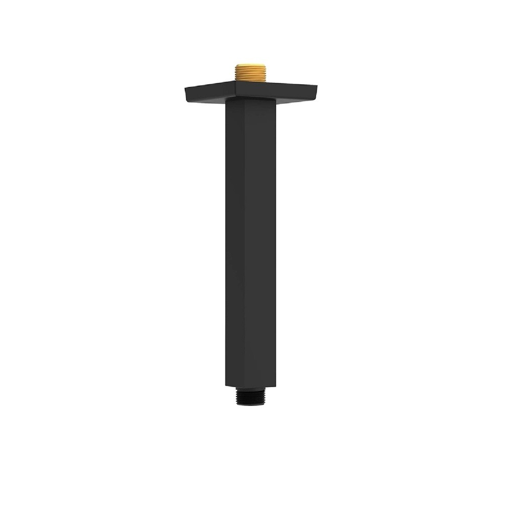 Braço Tubo Quadrado Para Chuveiro Ducha Inox De Teto Preto