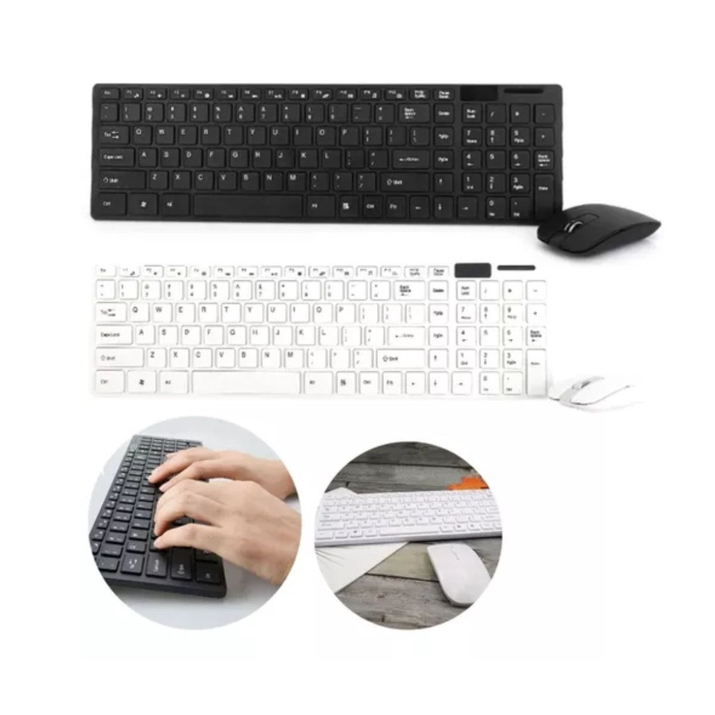 Kit Teclado E Mouse Sem Fio Bluetooth Wireless 2.4ghz Notebook Usb Ultra Slim Compacto Android