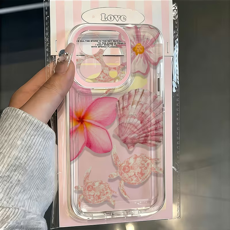 Capa Transparente Para Moto G04 G04S G14 G24 G34 G54 G84 Com Conchas e flores Anti-impact Frete Grátis