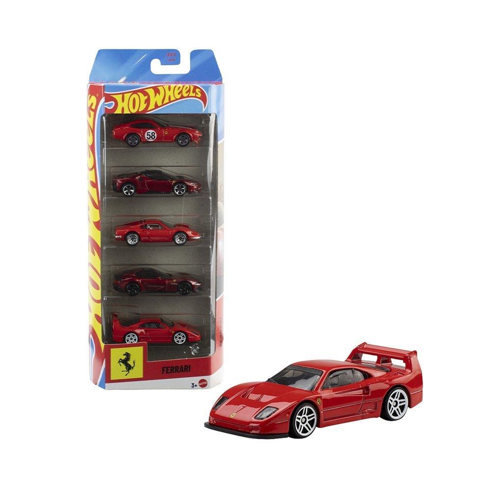 Carrinho Hot Wheels Ferrari - Embalagem com 5 Unidades JLN12 (SORTIDO)