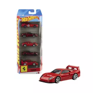 Hot Wheels com 5 carrinhos Ferrari