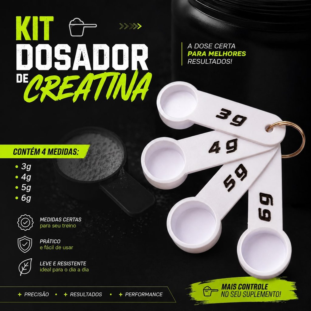 Dosador de Creatina colher medidoras Kit