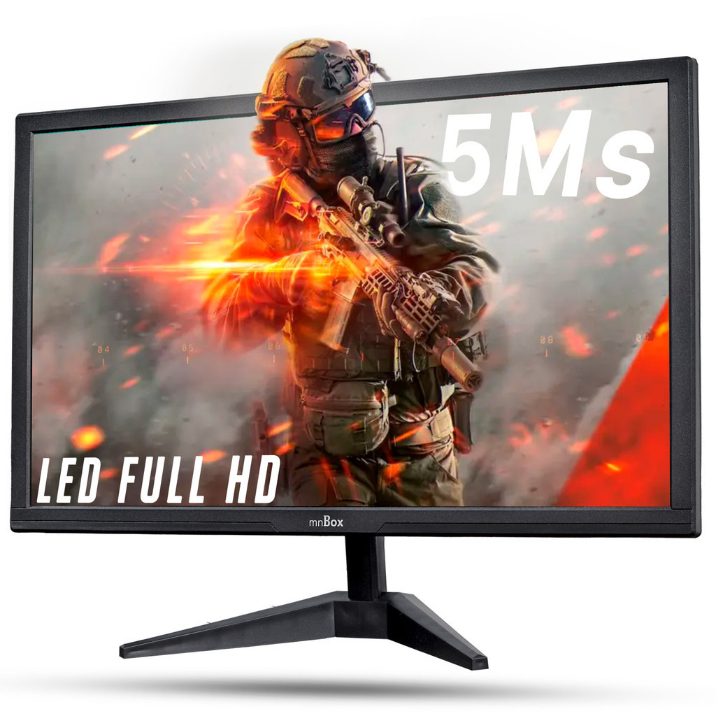 Monitor Gamer Profissional 24" Polegadas Cores Vibrantes Alta Taxa De Resposta Conexão VGA HDMI