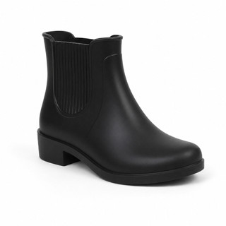 Botina PVC Cano Curto Casual Impermeável Bico Arredondado