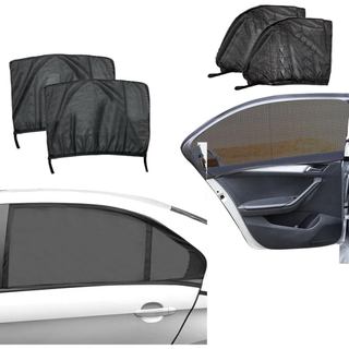 Protetores Solares para Janelas Dianteiras e Traseiras de Carro, Protetores Solares Laterais em Malha Respirável e Elást