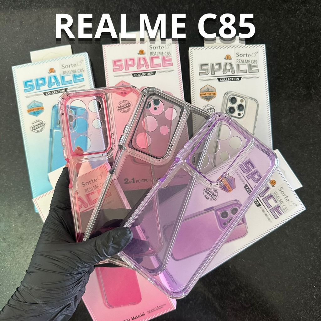 Capa + Pelicula 3D ou só Capinha Space 3 Anti Impacto Colorida Para Realme C85