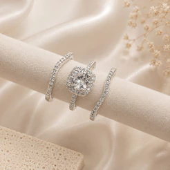Kit 3 Anéis Femininos Ajustáveis com Zircônia Banhado a Prata e Ouro Luxo Elegante