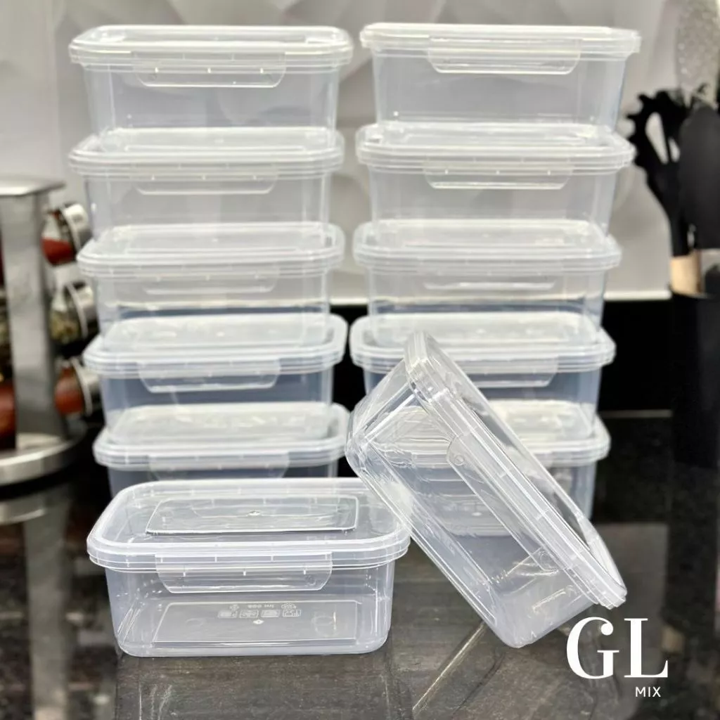 Kit Conjunto 10 Marmitas 800ml com travas Herméticas Transparente Reutilizáveis Livre de BPA — imagem 1