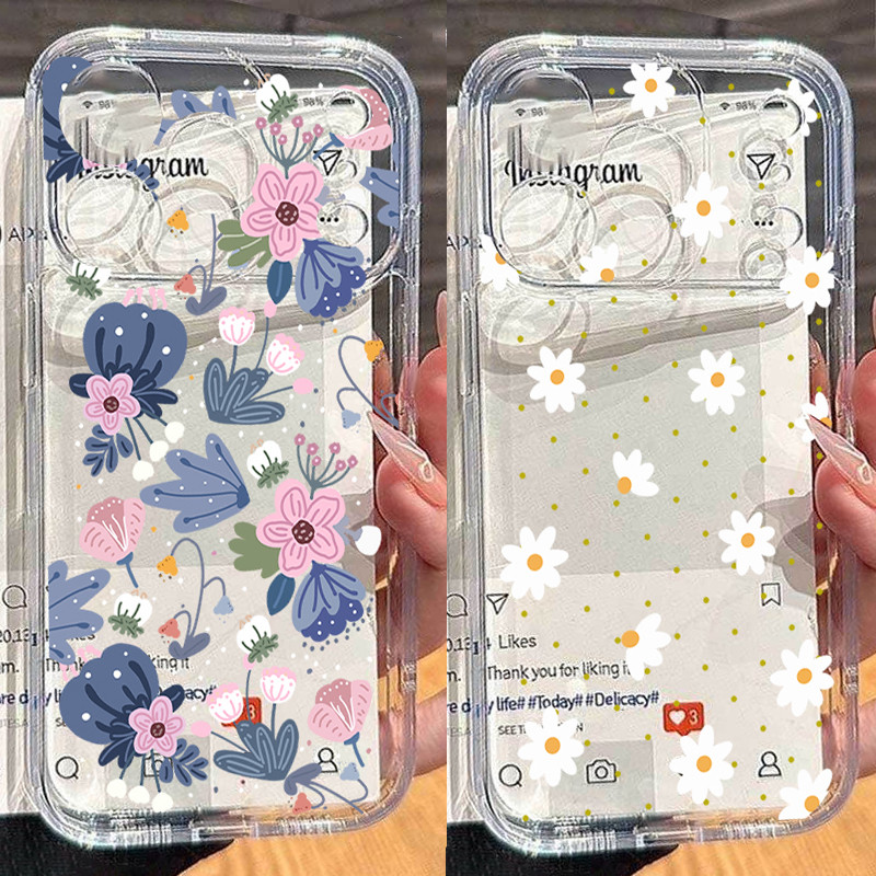 INS Flower Soft Phone Case Para Samsung Galaxy A54 A55 A34 A35 A56 A36 A26 A07 A14 A15 A16 A25 A52 A52S A53 A12 A24 Sili