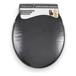 Assento Sanitário Almofadado Preto Macio Oval Universal Riohome Confortável