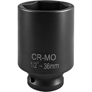 Soquete de impacto de 1/2" x 36mm para carro, soquete profundo de 6 pontas para porca do eixo, para fácil remoção da por
