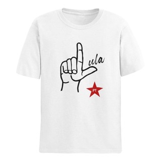 Camiseta T-Shirt Estampaa Lula Com Estrela Vermelha Símbolo L Lula PT Unissex 100% Algodão Envio Rápido