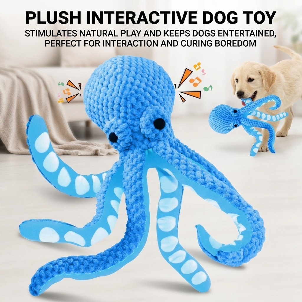 Brinquedo Resistente Do Cão Luxuoso Polvo Da Mastigação Com Jogo Interativo Sadia Animal De Estimação