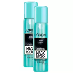 Kit 2 Magic Retouch L'oréal Preto Spray Instantâneo para Retoque de Raiz 75ml