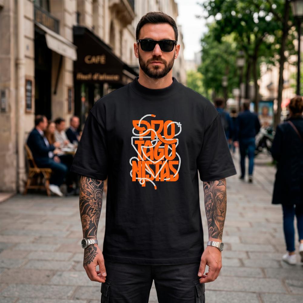 Camiseta Oversized Suedine Masculina Estampada Protagonistas Streetwear Cristã