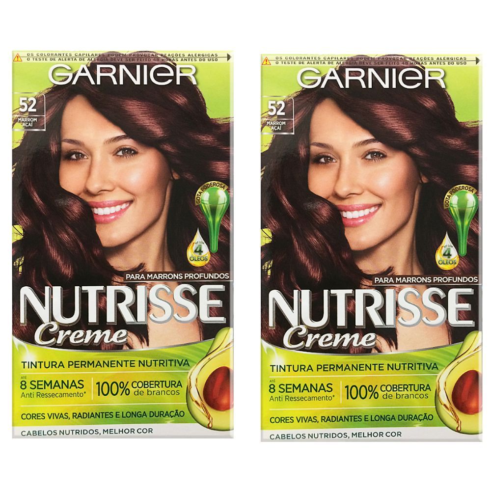 Kit 2 Tintura Creme Nutrisse Garnier Marrom Açaí 52 Kit